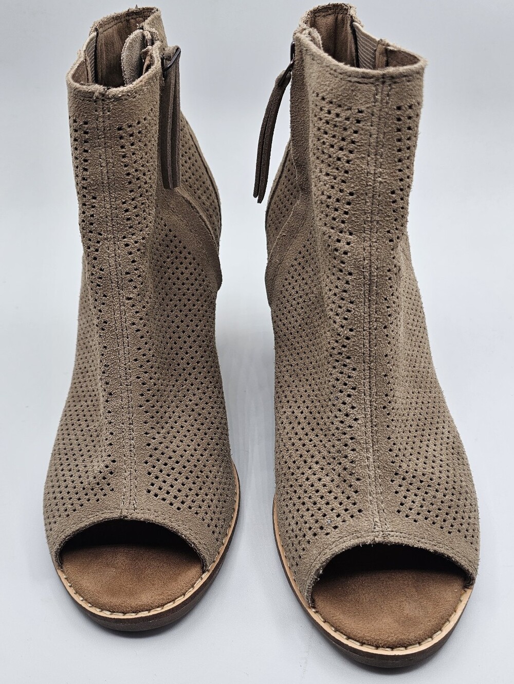 Toms Majorca Perforated Peep Toe Booties